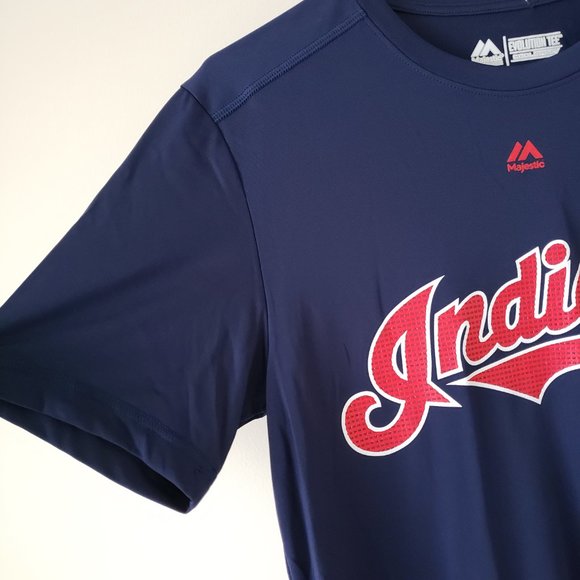 Majestic Cleveland Indians Cool Base S/S T-Shirt Tee Men's Size Small Blue NWOT - Picture 4 of 10